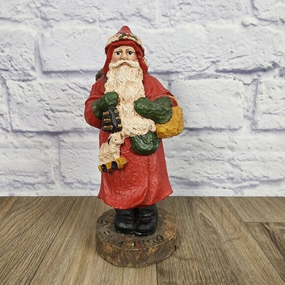Wood World 1989 VTG 8" Santa Sweden 1850 Christmas Rustic Folk Art Hand Painted - Picture 1 of 10